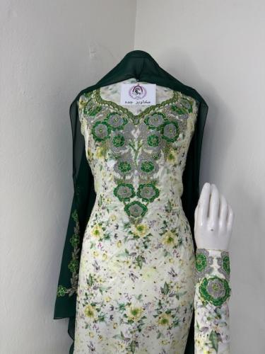 مخور حرير ديجتال بالطرحه تطريز وكريستال