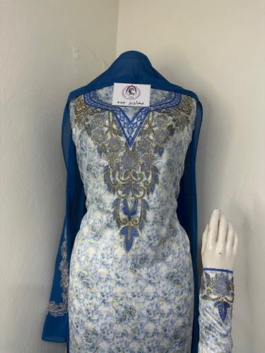 مخاوير اماراتي حرير ديجتال بالطرحه تطريز وكريستال