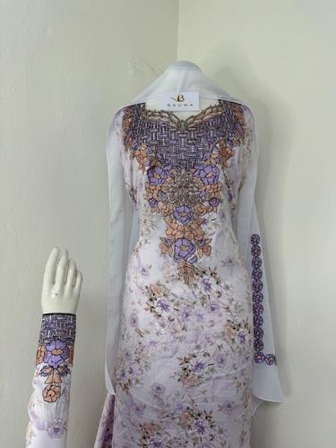 مخور حرير اندنوسي مخرم بالطرحه تطريز وكريستال