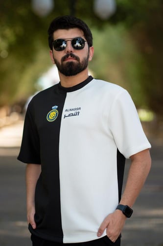 تيشرت النصر بلون أبيضxأسود