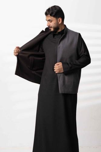 سديري جوخ دبل فيس رماديxأسود