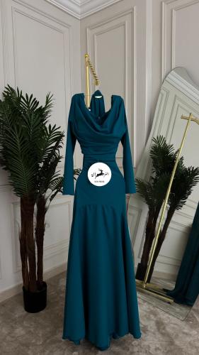 Petroleum-colored modest dress