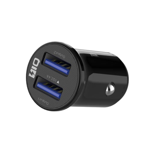 شاحن سيارة CD013 أسود متنقل بمنفذين USB-A.