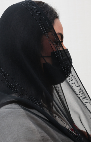 طرحة حرير طبيعي فصوص اسود 952