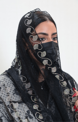 طرحة تل تطريز ملون 603