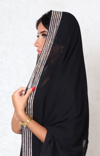 طرحة حرير طبيعي فصوص دبل امامية ملون