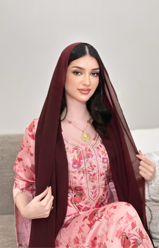 مخور حرير مرصع بالفصوص وقماش شيفون