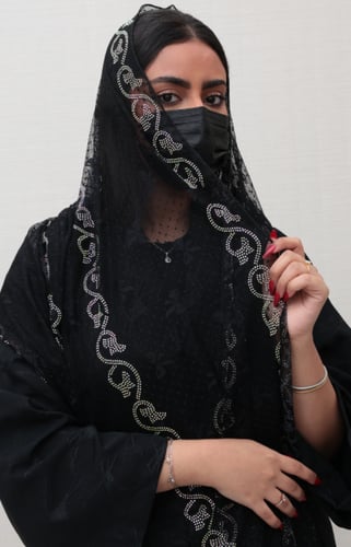 طرحة تل تطريز ملون 601