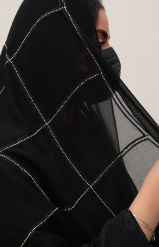 طرحة حرير طبيعي مربعات فصوص ملون 311