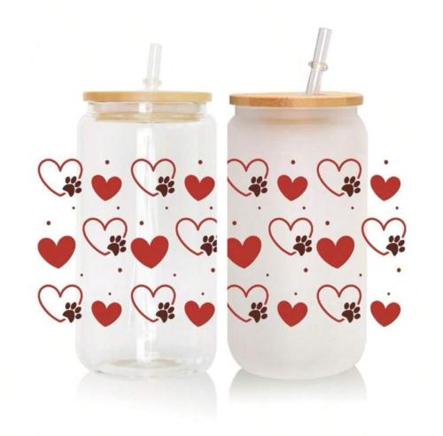 كوب زجاجي قلوب 5