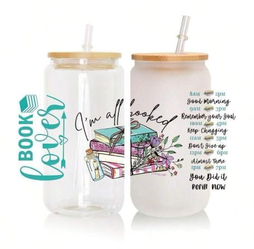 كوب زجاجي برسومات كتيبات