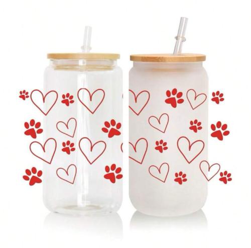 كوب زجاجي قلوب 8