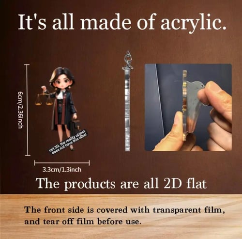 ميدالية مفاتيح محامية – تصميم أكريليك مسطح 2D ⚖️