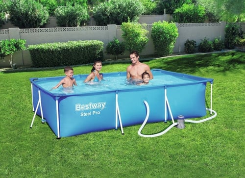 مسبح أعمدة مستطيل ازرق مع فلتر 3متر × 2متر × 0.66م...