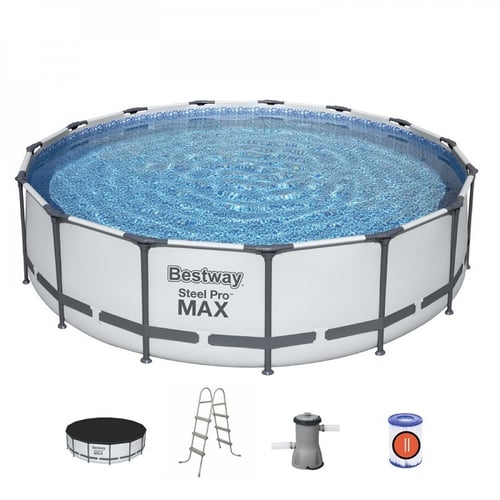 مسبح اعمدة دائري رصاصي مع فلتر وسلم وغطاء 4.57×4.5...