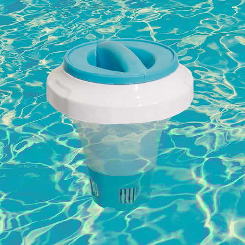 حافظة أقراص كلور مسبح مع ملقاط لون أزرق