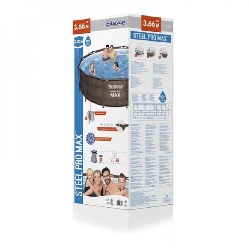 مسبح اعمدة دائري لون خشبي مع فلتر وسلم 3.66×3.66×1...