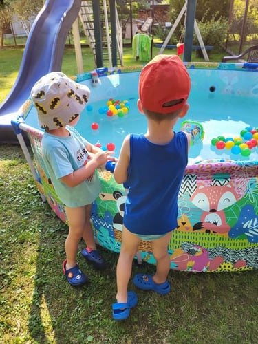 مسبح اعمدة دائري ملون دب الغابة 2.74×2.74×0.66متر...