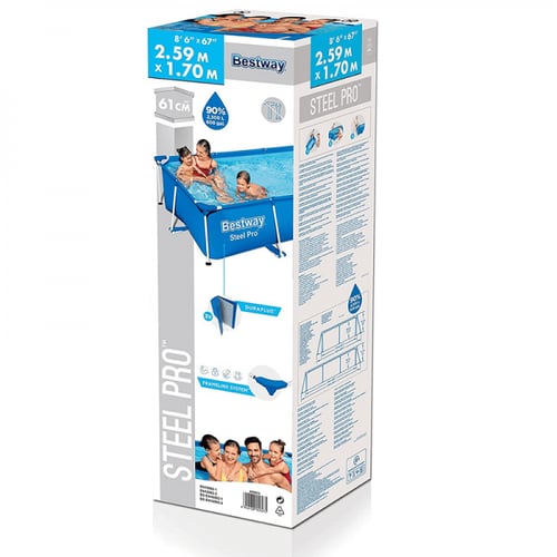 مسبح أعمدة مستطيل ازرق 2.59متر × 1.70متر × 0.60متر...