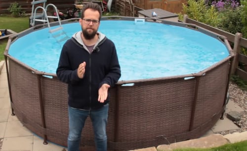 مسبح اعمدة دائري لون خشبي مع فلتر وسلم 3.66×3.66×1...