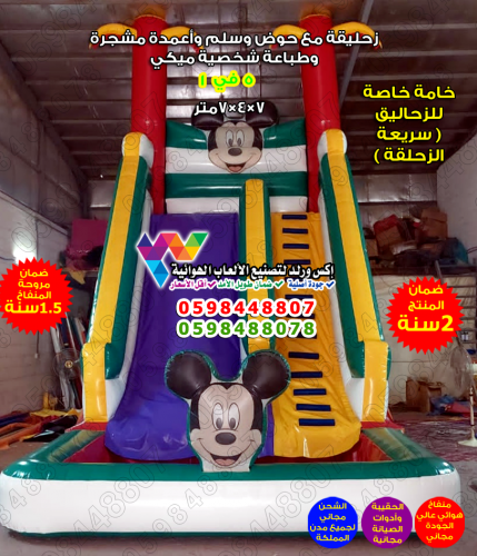 زحليقة مائية مع حوض ودرج وسلم وشخصية ميكي 7×4×7متر