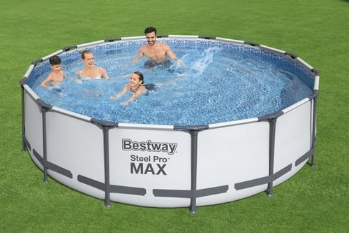 مسبح اعمدة دائري رصاصي مع فلتر وسلم وغطاء 4.27×4.2...