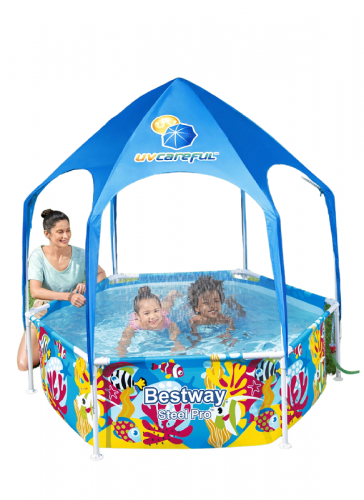 مسبح اعمدة دائري ملون مع مظلة ورشاش مائي 1.83×1.83...