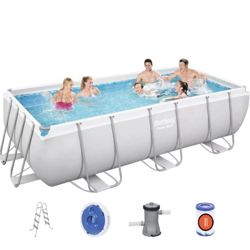 مسبح أعمدة مستطيل رصاصي مع فلتر وسلم 4 متر × 2 متر...