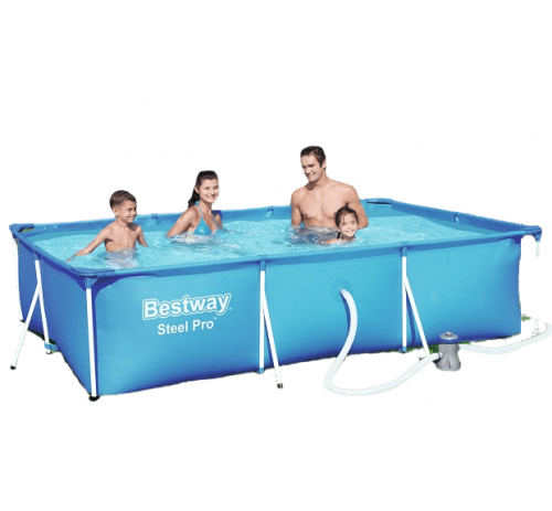 مسبح أعمدة مستطيل ازرق مع فلتر 3متر × 2متر × 0.66م...