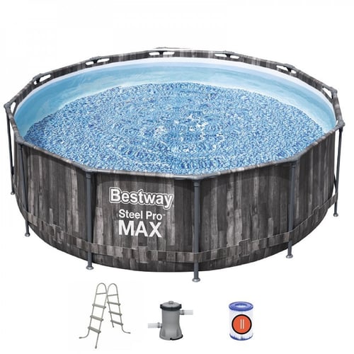 مسبح اعمدة دائري رصاصي غامق مع فلتر وسلم 3.66×3.66...