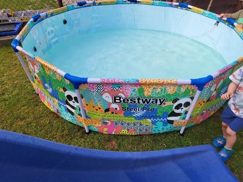 مسبح اعمدة دائري ملون دب الغابة 2.74×2.74×0.66متر...