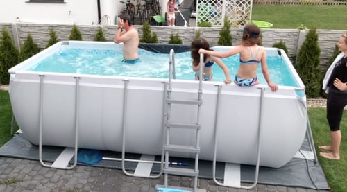 مسبح أعمدة مستطيل رصاصي مع فلتر رمل وسلم 4×2×1.22م...