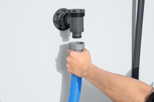 فلتر تنظيف مسبح برأسين أزرق شفاف 1500 جالون