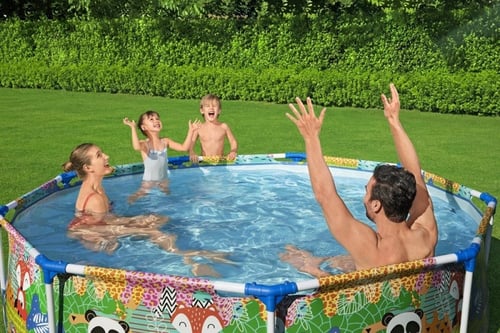 مسبح اعمدة دائري ملون دب الغابة 2.74×2.74×0.66متر...