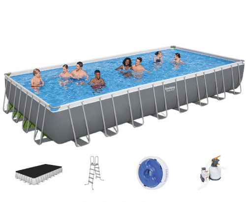 مسبح أعمدة مستطيل رصاصي مع فلتر رمل برأسين وسلم وغ...