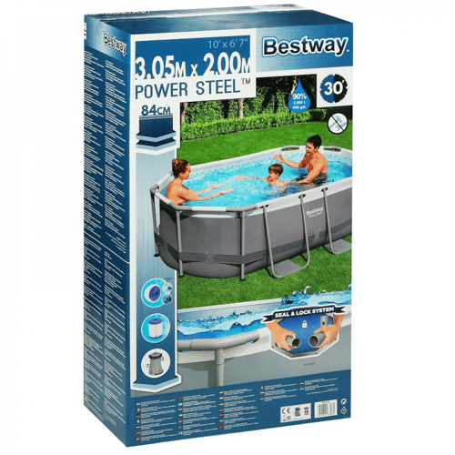 مسبح اعمدة بيضاوي رصاصي مع فلتر 305×200×84سم يتسع...