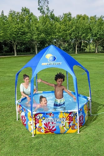 مسبح اعمدة دائري ملون مع مظلة ورشاش مائي 1.83×1.83...