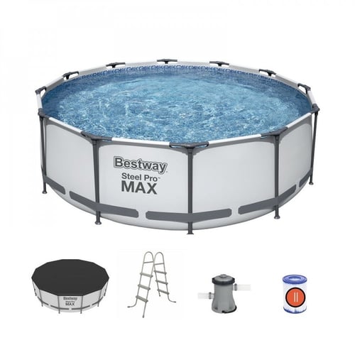 مسبح اعمدة دائري رصاصي مع فلتر وسلم وغطاء 3.66×3.6...