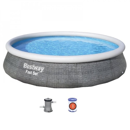 مسبح طوق نفخ رصاصي مع فلتر 3.96متر×3.96متر×0.84متر...