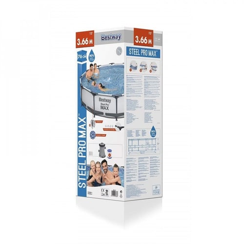 مسبح اعمدة دائري رصاصي مع فلتر 366×366×76سم يتسع 7...