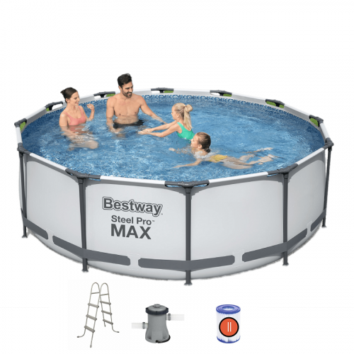 مسبح اعمدة دائري رصاصي مع فلتر وسلم 3.66×3.66×1متر...