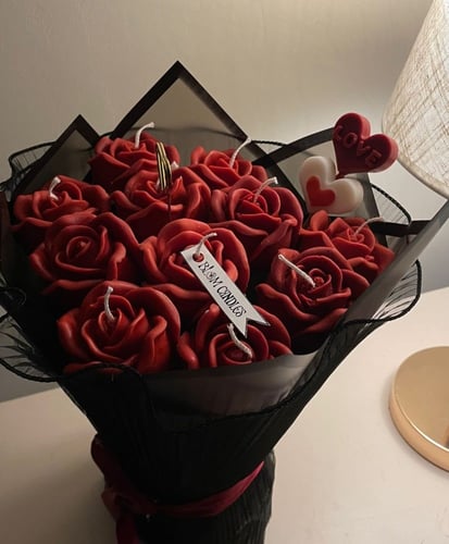 Red candles bouquet
