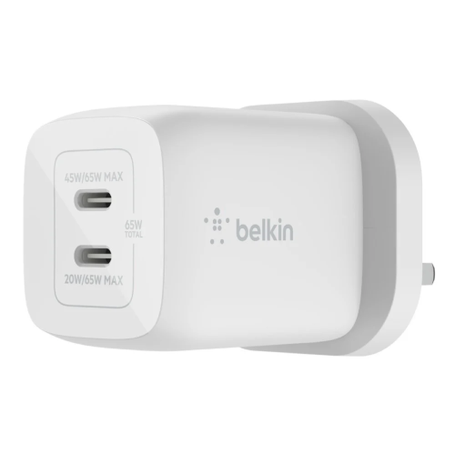 رأس شاحن بيت منفذين تايب سي 65 واط BELKIN ابيض