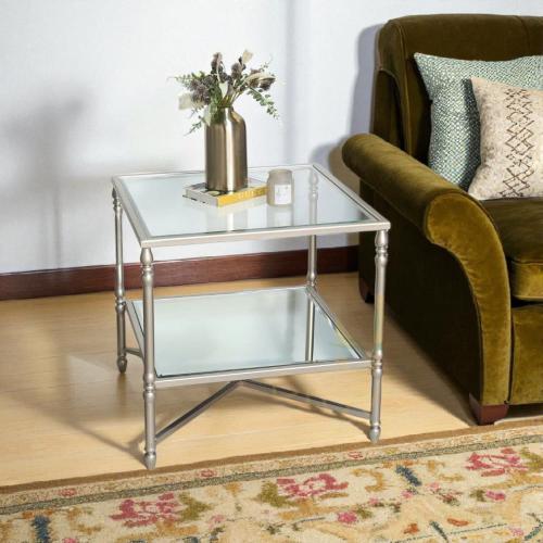 طاوله زاويه دورين حديد لون شمباني