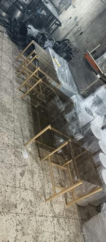 طاولة كنب حديد ذهبي مع 3ركنية