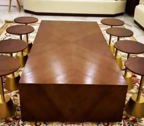 طقم طاولات كنب مرتفع خشب مع حديد (1+8)