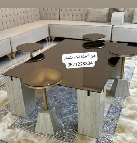 طاولة قهوه قواعد بديل الرخام مع مرايه