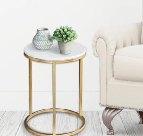 طاوله جانبيه حديد مع سطحيه بديل الرخام