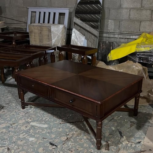 طاولة قهوه خشب قشره الجوز بسطحيه