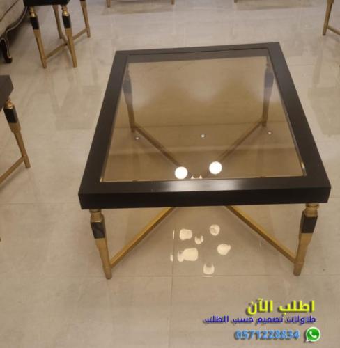 طاوله قهوه جزاز مع جوانب خشب شكل انيق